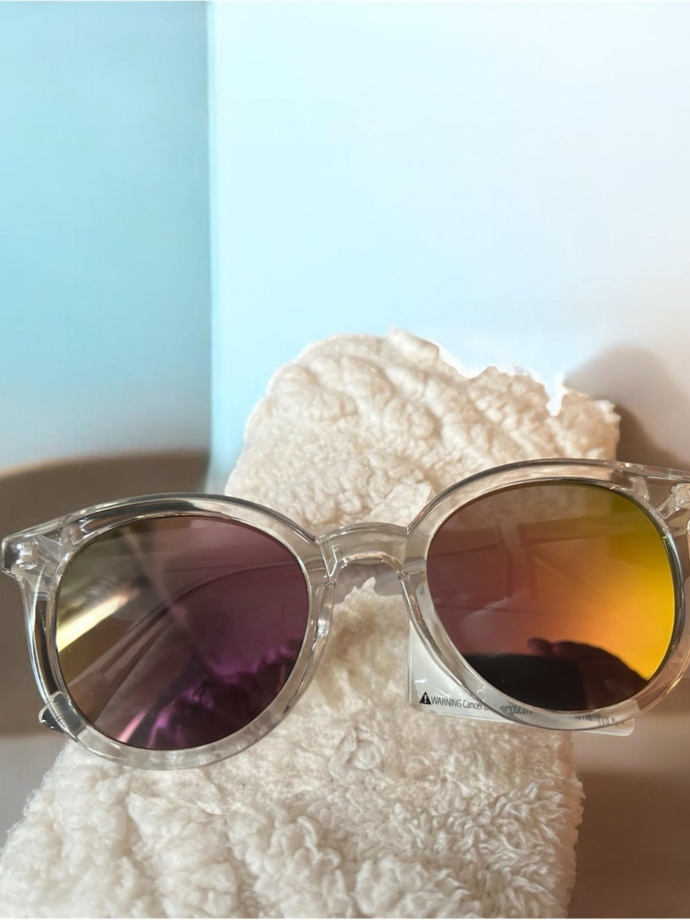 Oscar De La Renta Clear Frame Sunglasses with Mirrored Lenses